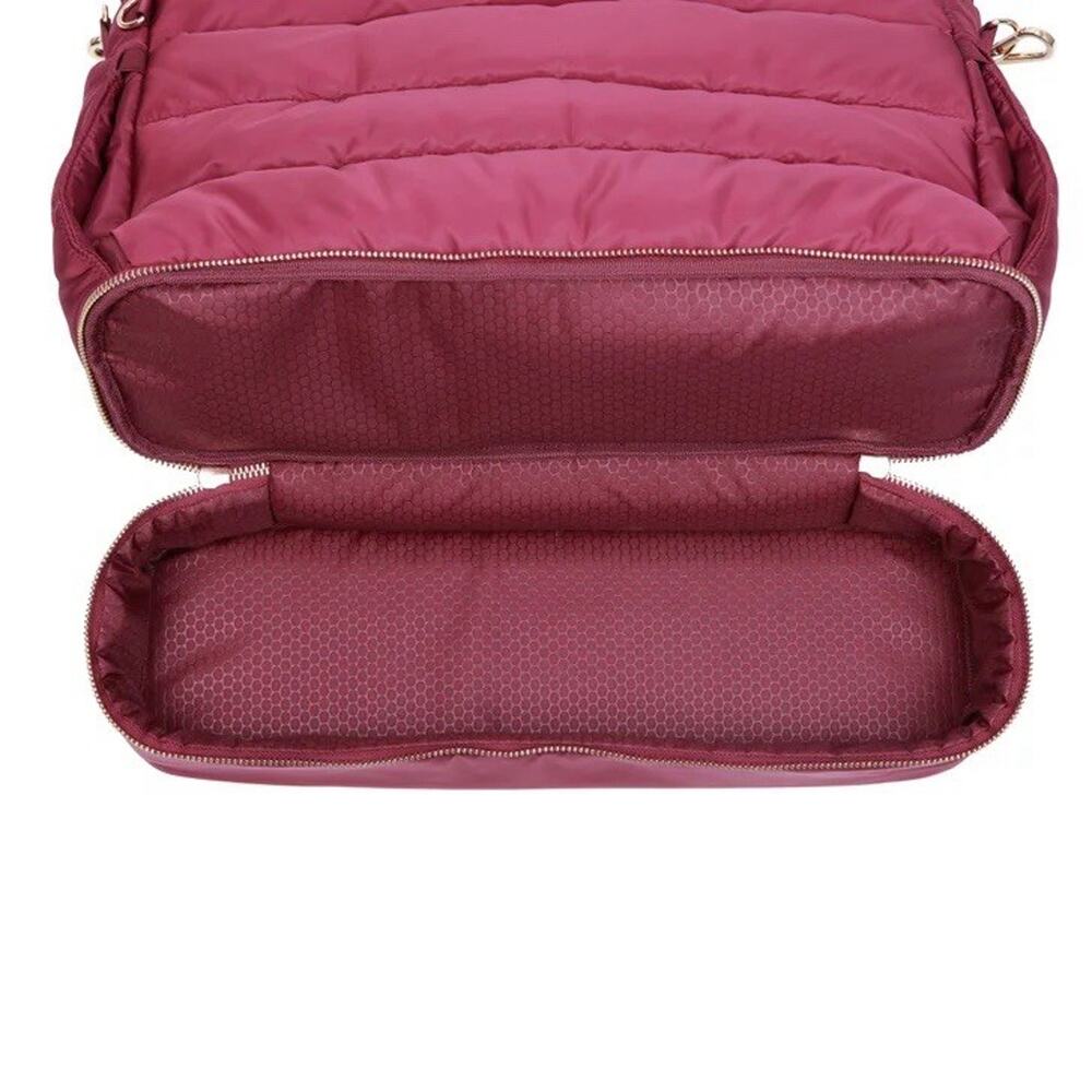 New! iPack Puffy Tote Bag With Shoe Compartment, Padded Laptop Pocket In Wine - Picture 3 of 13